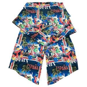 ASOS Retro Postcard Jumpsuit Strapless Wide Leg Cuba España Tropical Print 14